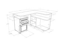 Bartos 3 számítógépasztal KL méretrajz